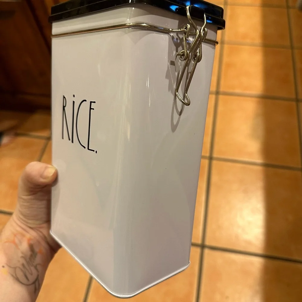 Rae Dunn Rice container. Metal. - Picture 2 of 4